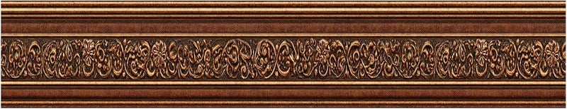 IOHEFY Brown Vintage Wallpaper Border 196x4 Inch Peel and Stick Wall Border Classic Decorative Vinyl Wall Trim Removable Rustic Wood and Floral Pattern Sticker for Kitchen Bathroom Living Room Bedroom - Image 2